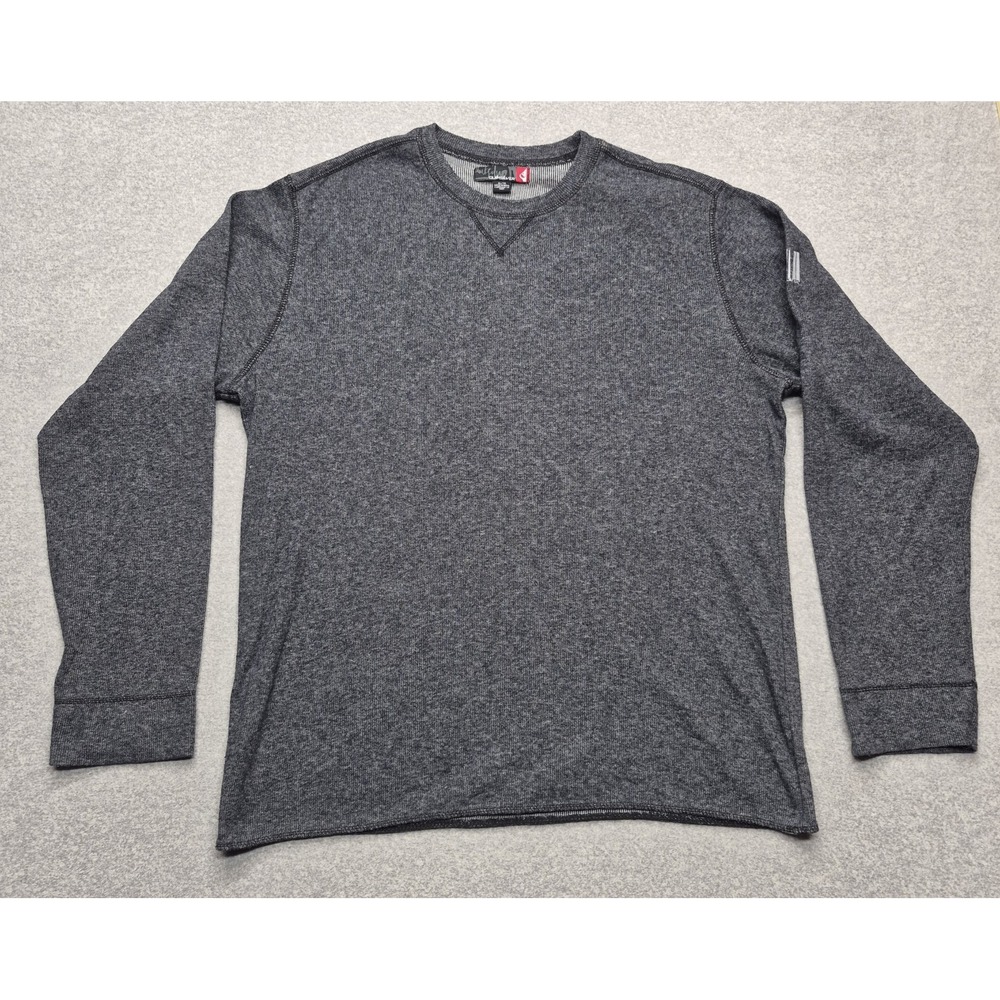 Quiksilver Men XL Sweater Gray Cotton Blend Knit Pullover Crewneck Long Sleeve